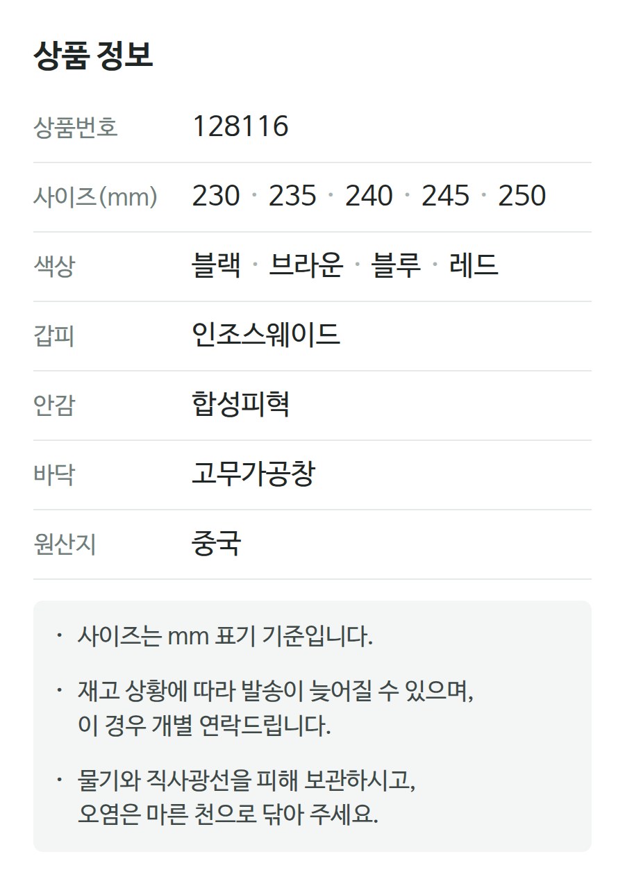 상품 정보 128116